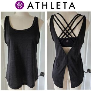 Athleta Black Strappy Open-Back Performance Tank